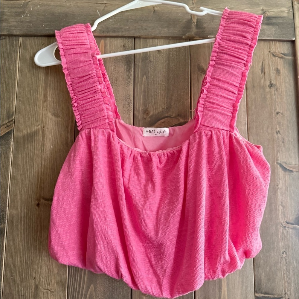Vestique Vibrant Pink Gathered Top
